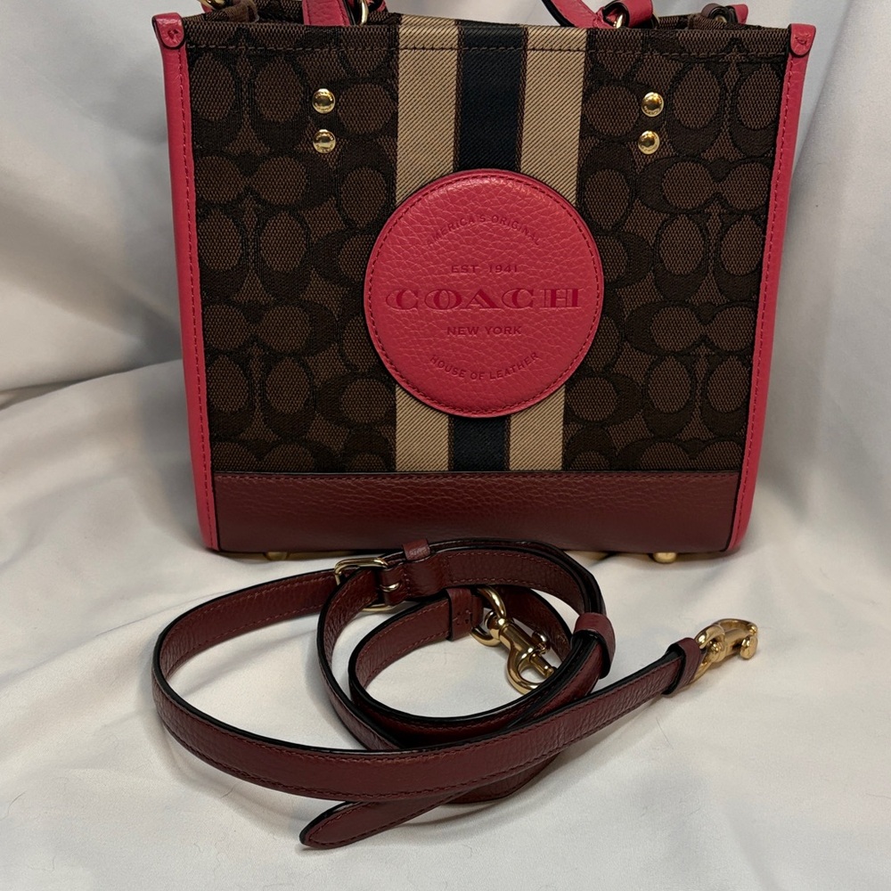 Coach Brown and Pink Stripe Mini Bag